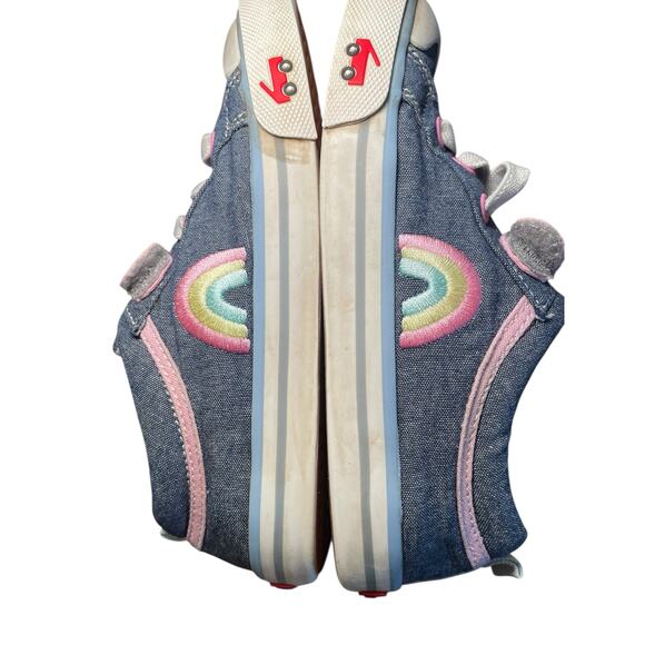 See Kai Run Girl 12.5 Kristin Chambray Denim Blue Pastel Rainbow Sneakers - Picture 11 of 12